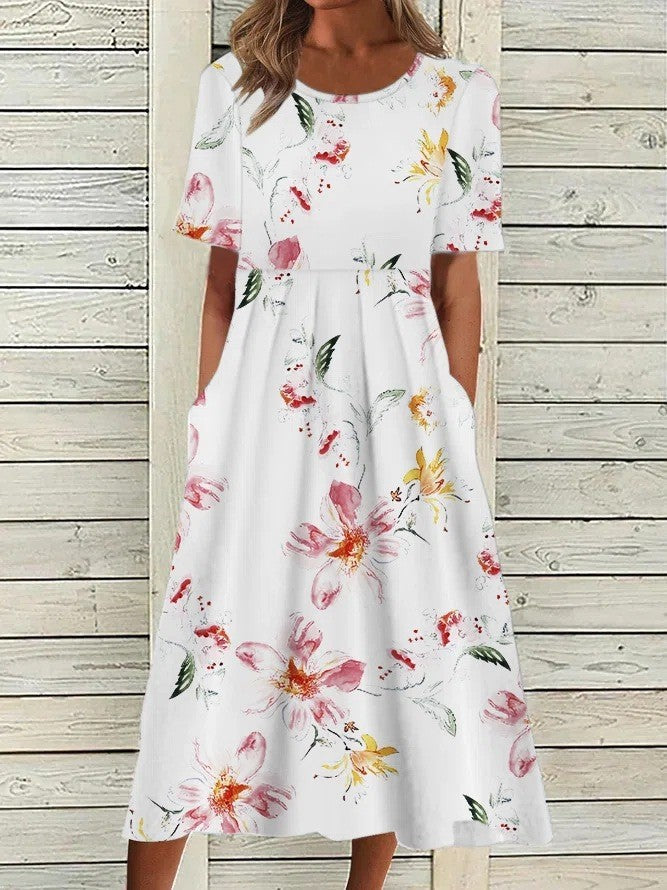 Lysandra | Damen Kleid Bedrucktes Florales Midikleid