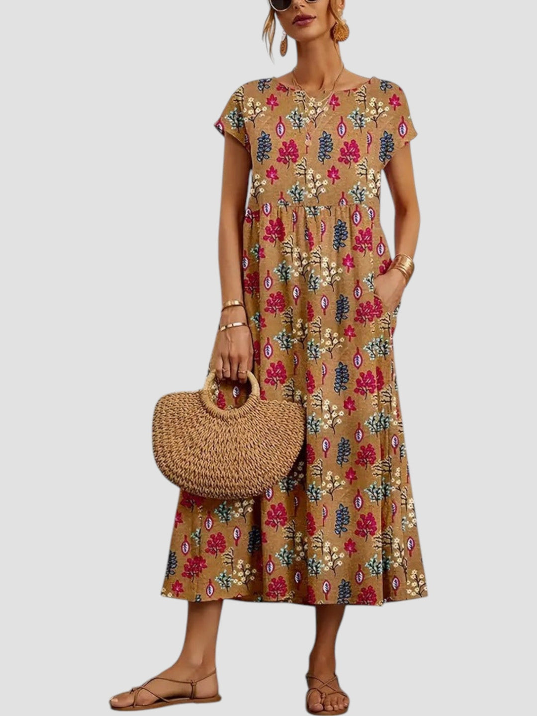 Ellie | Damen Kleid Geometrischer Print Midi