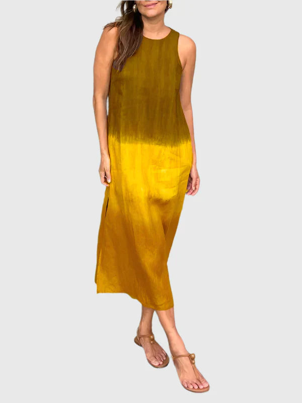 Andrea | Damen Kleid Ärmelloses Ombre Midikleid