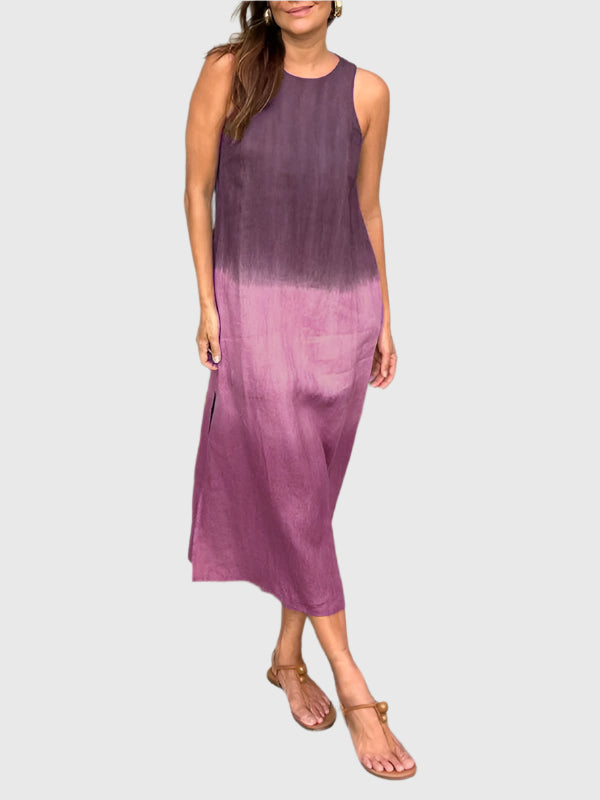 Andrea | Damen Kleid Ärmelloses Ombre Midikleid