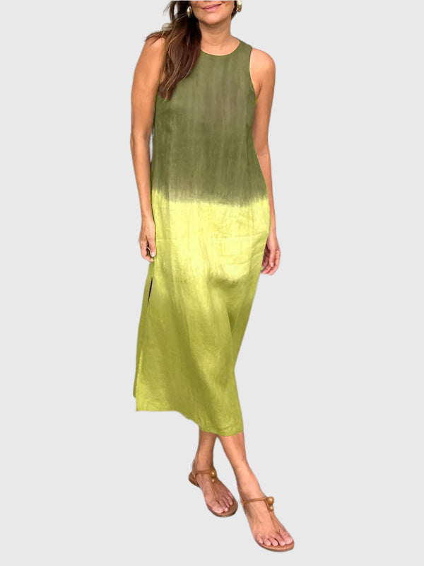 Andrea | Damen Kleid Ärmelloses Ombre Midikleid