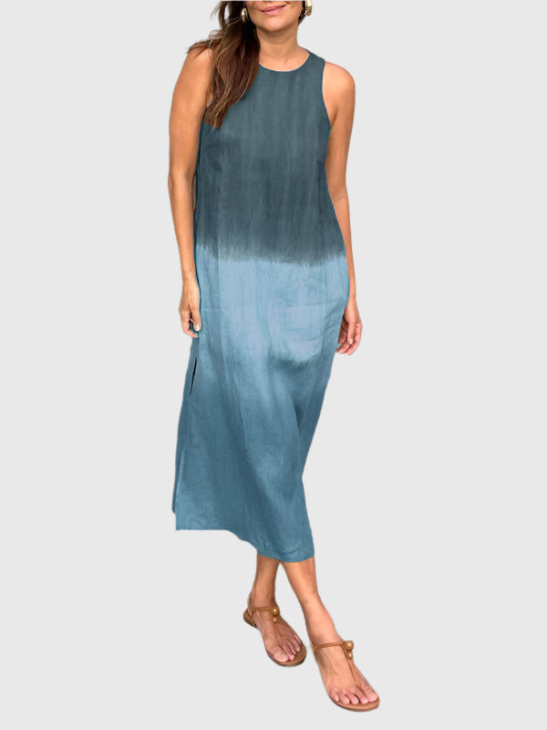 Andrea | Damen Kleid Ärmelloses Ombre Midikleid