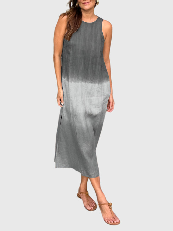 Andrea | Damen Kleid Ärmelloses Ombre Midikleid