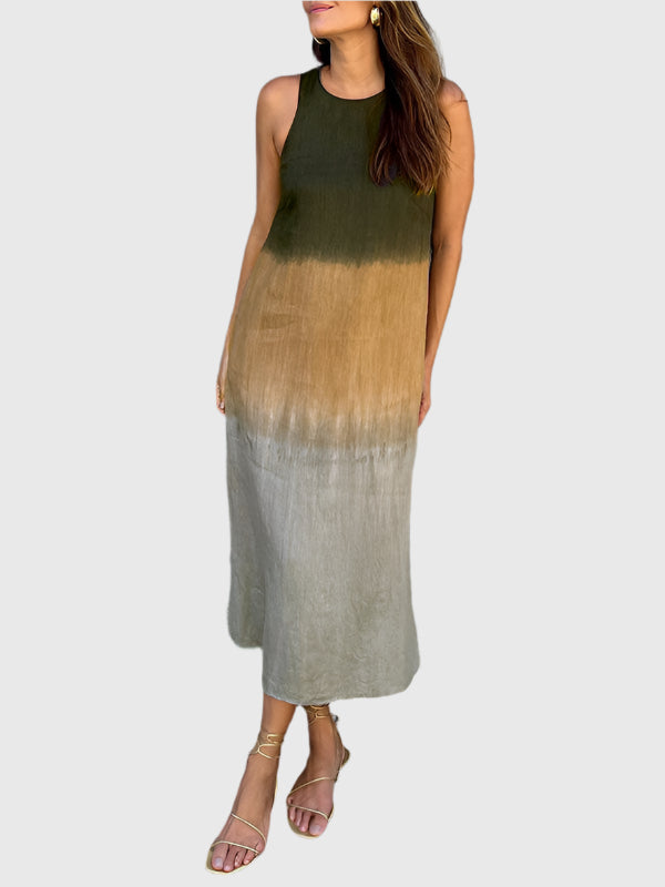 Andrea | Damen Kleid Ärmelloses Ombre Midikleid