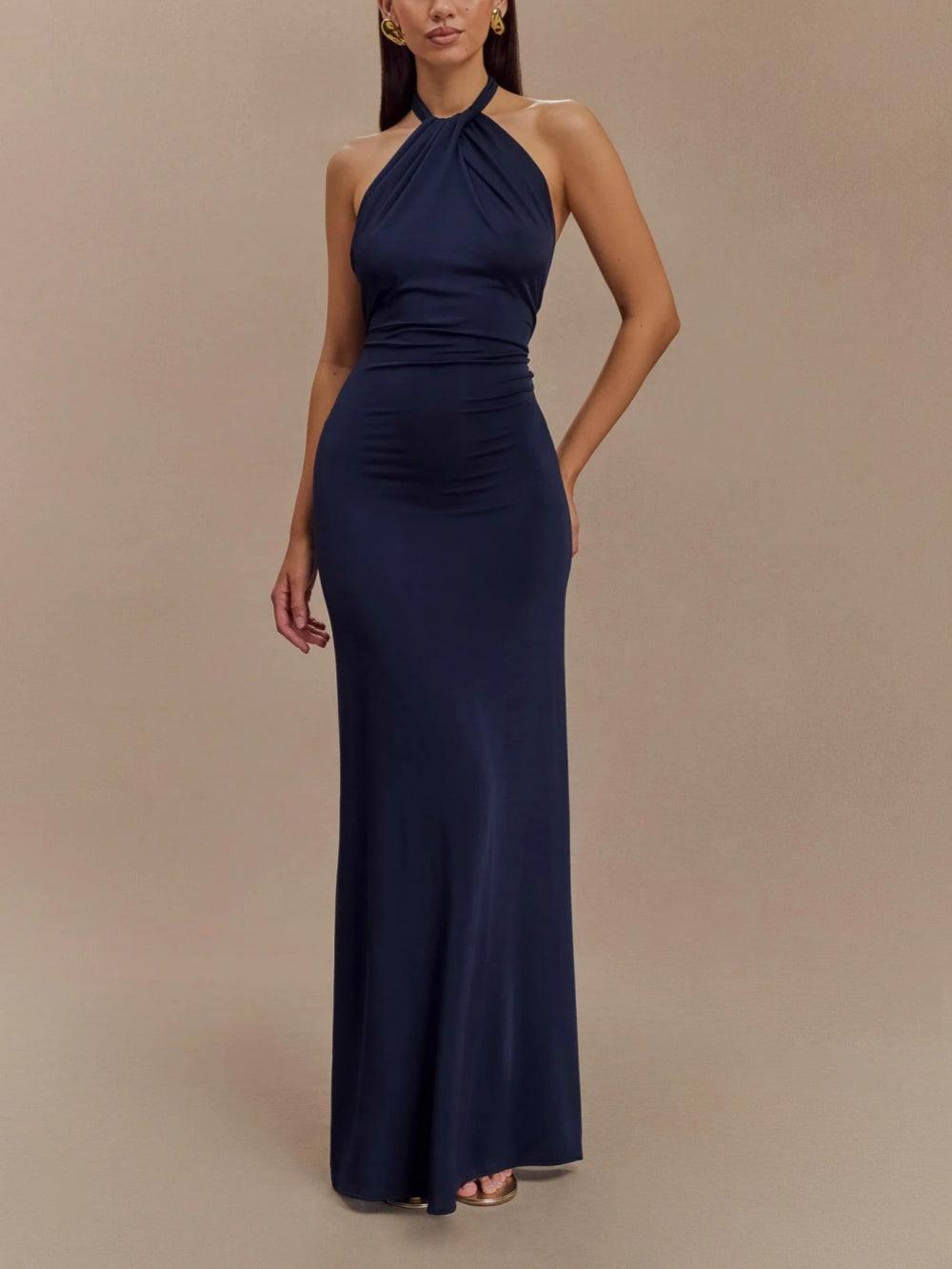 Kathryn | Slinky Halter Maxi Kleid