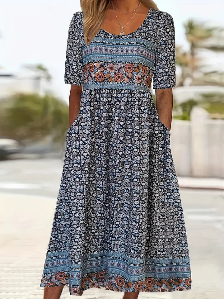 Penelope | Damen Kleid Boho Print Midi