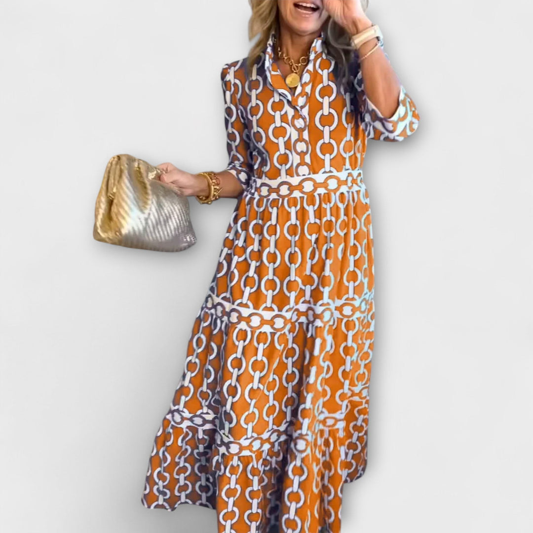 Kayla | Damen Kleid Kettenprint Midi