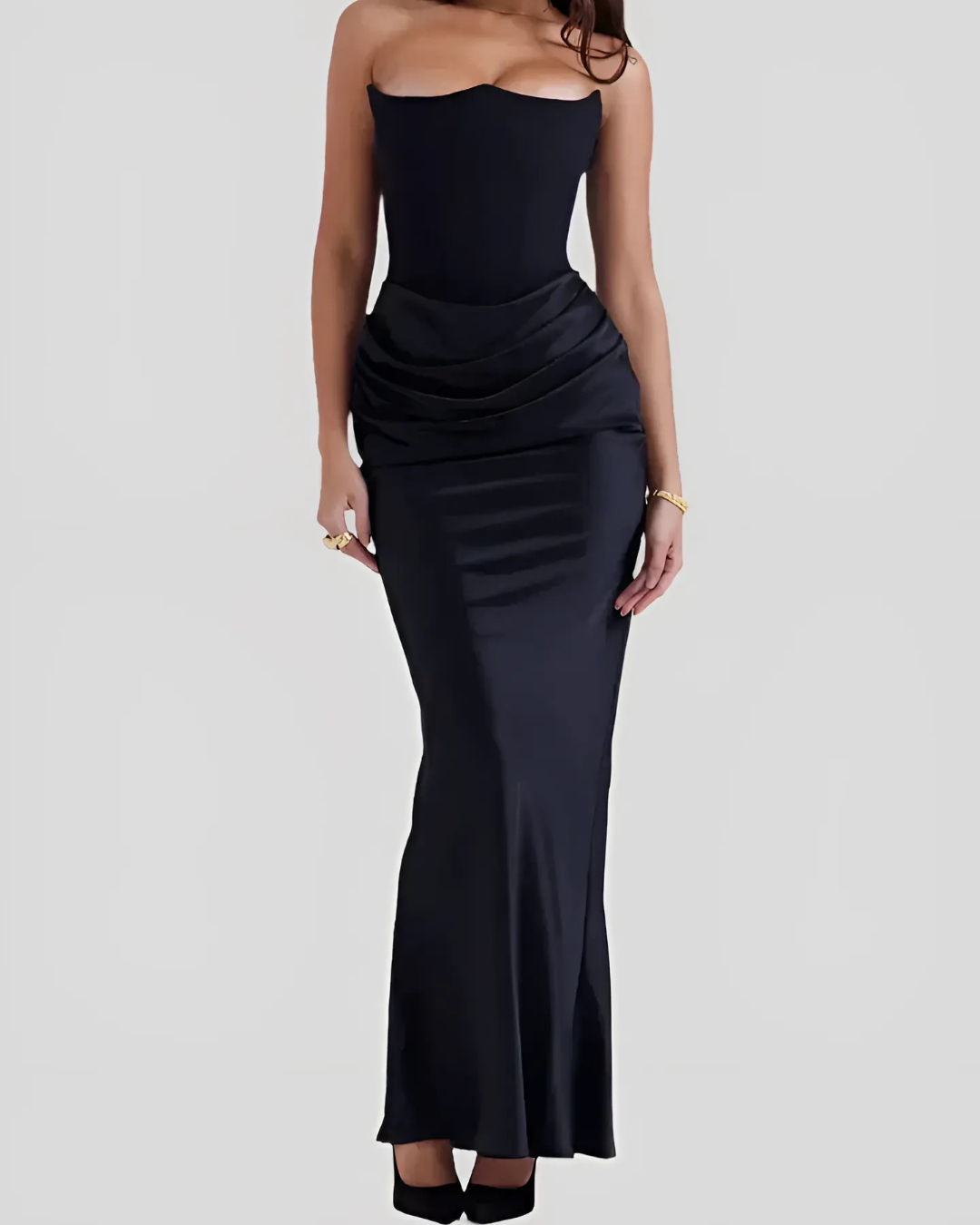 Angeliki | Damen Hochzeitsgast Drapiertes Maxikleid