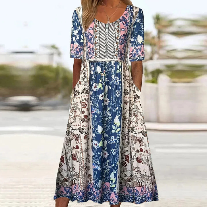 Penelope | Damen Kleid Boho Print Midi