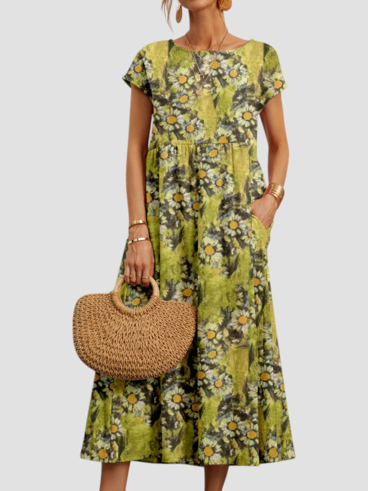 Ellie | Damen Kleid Geometrischer Print Midi