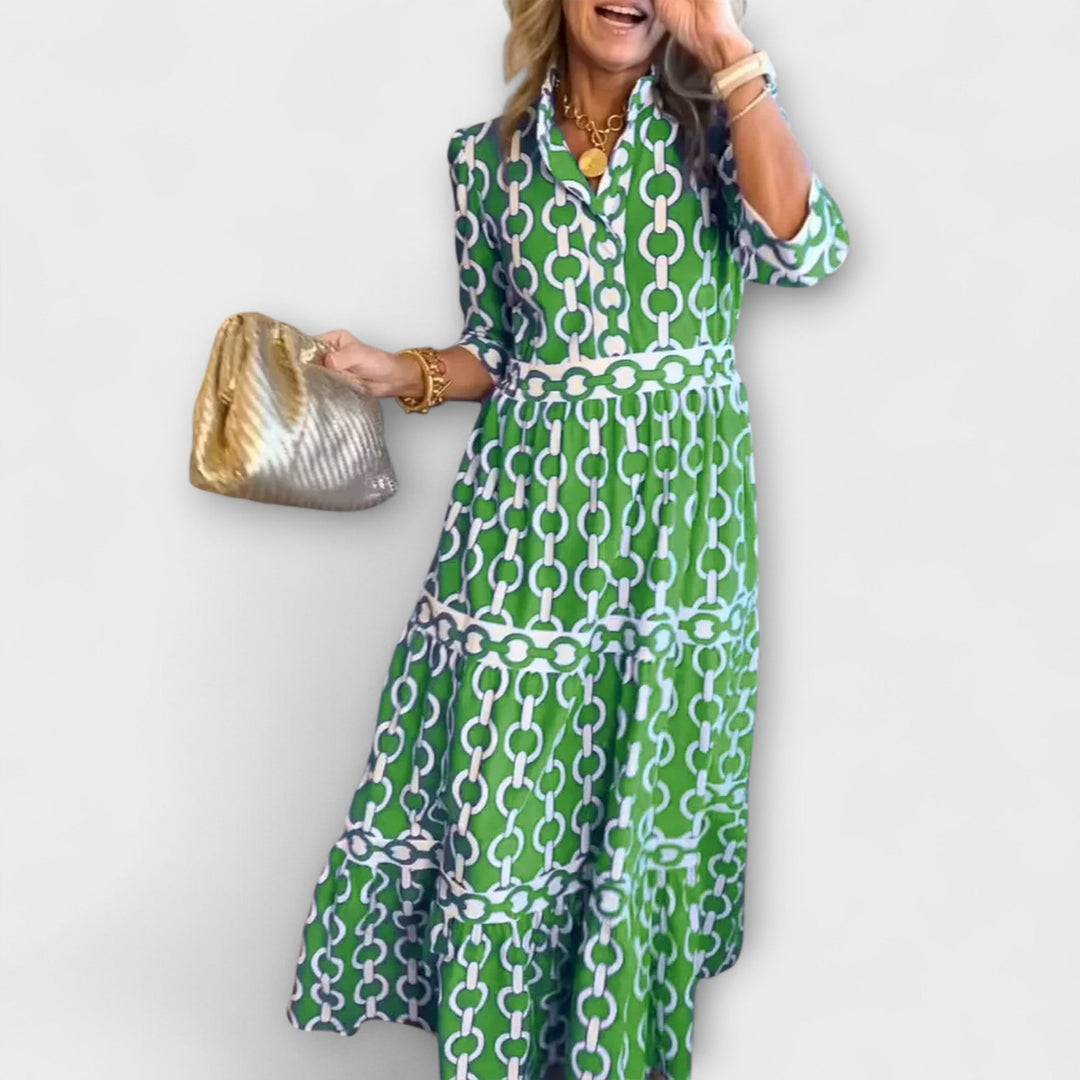 Kayla | Damen Kleid Kettenprint Midi