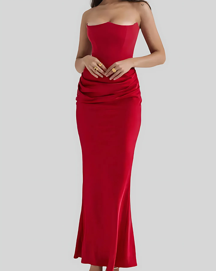 Angeliki | Damen Hochzeitsgast Drapiertes Maxikleid