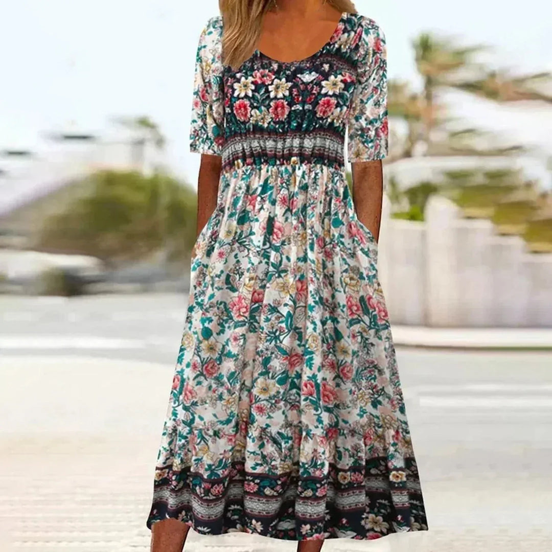 Penelope | Damen Kleid Boho Print Midi