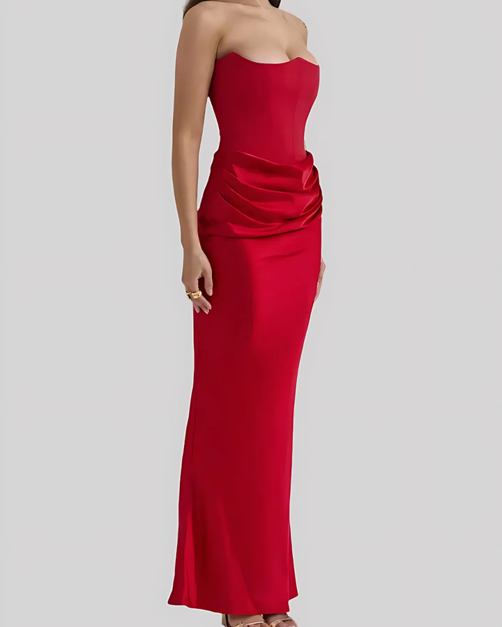 Angeliki | Damen Hochzeitsgast Drapiertes Maxikleid