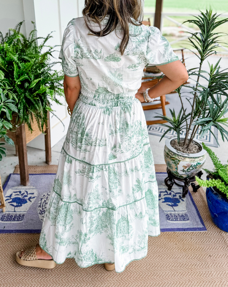 Camille | Klassisch Toile Maxi Sommer Kleid