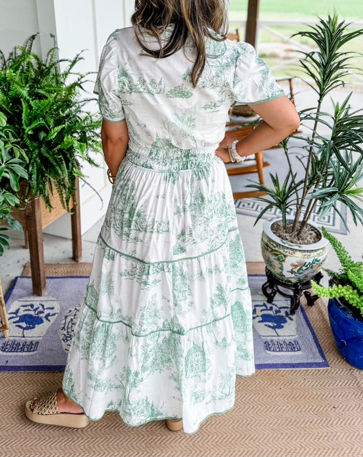 Camille | Klassisch Toile Maxi Sommer Kleid