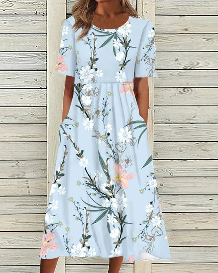 Lysandra | Damen Kleid Bedrucktes Florales Midikleid