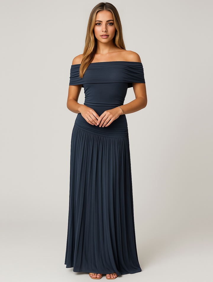 Agnes | Damen Hochzeitsgast Plissiertes Maxikleid