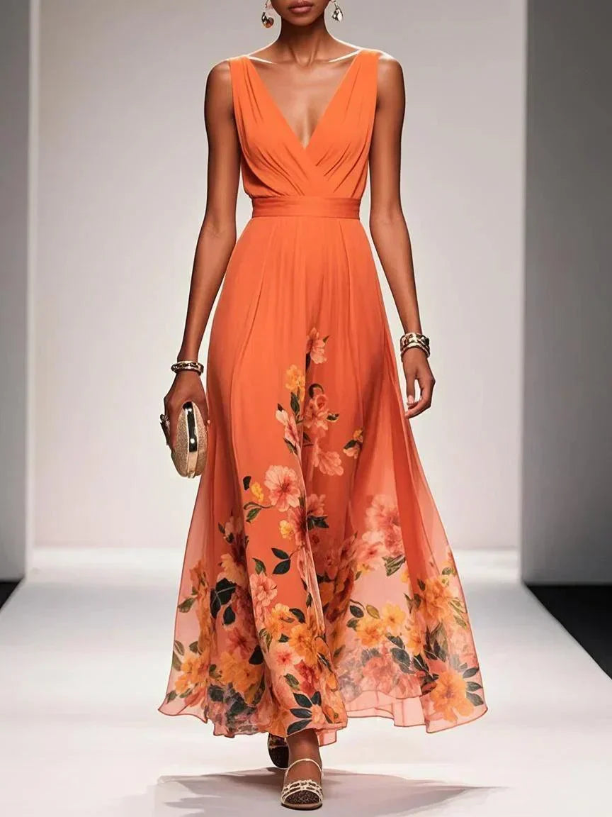 Dimitra | Damen Florales Print Hochzeitsgast Kleid