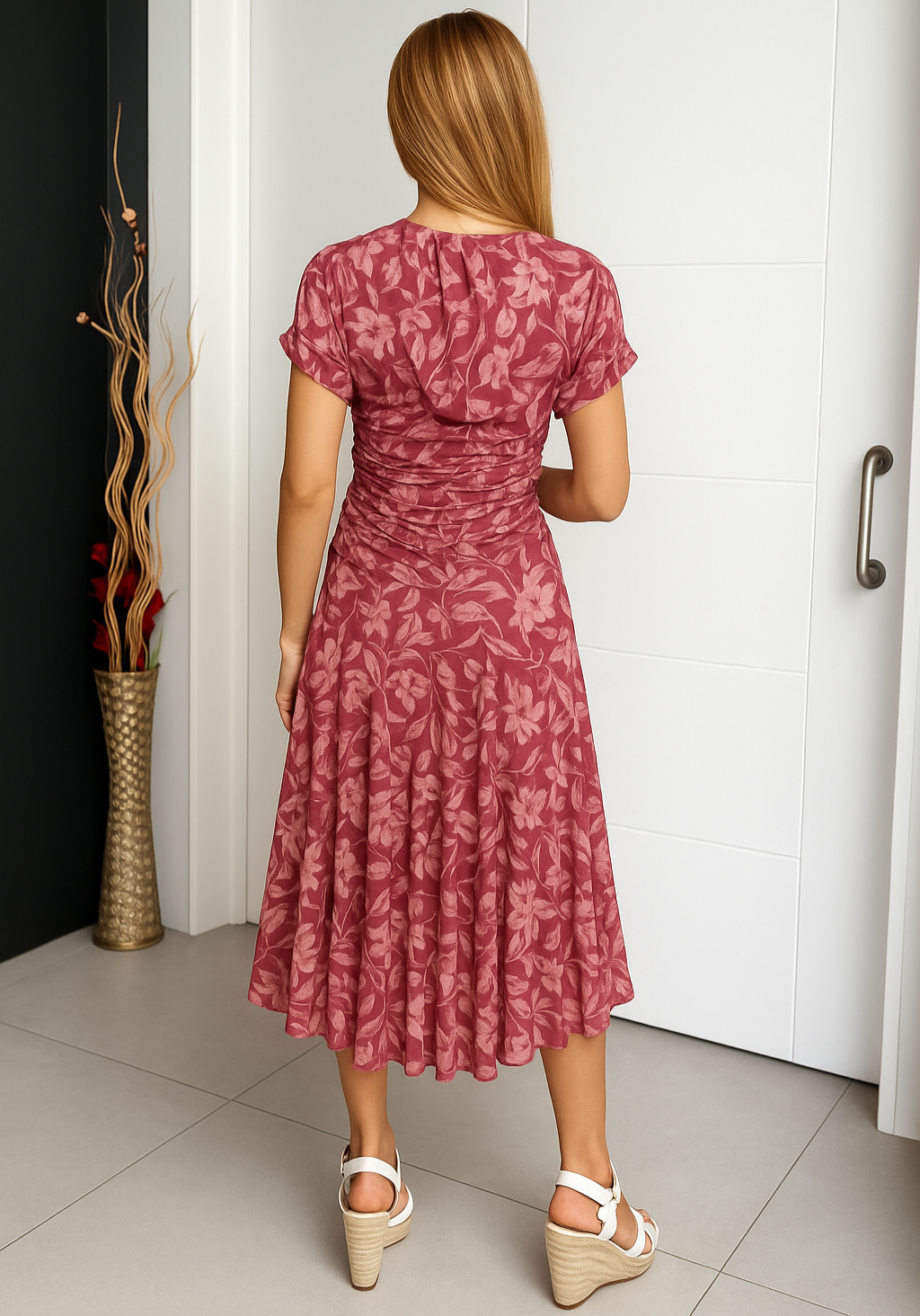 Bia | Damen Kleid Florales Wickel Midi