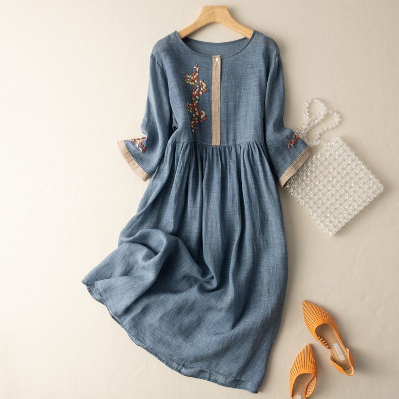 Sofia | Damen Kleid Besticktes Midikleid
