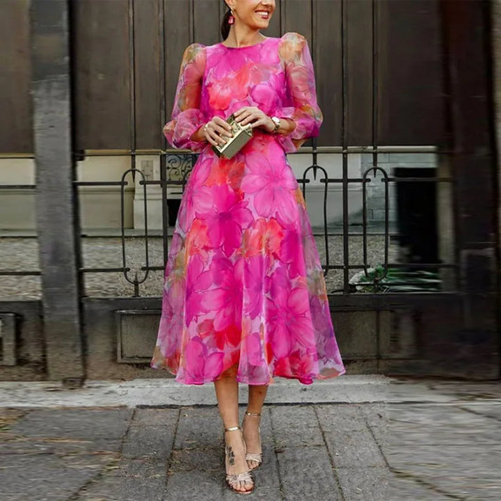 Kostantina | Damen Hochzeitsgast Formelles Florales Midikleid