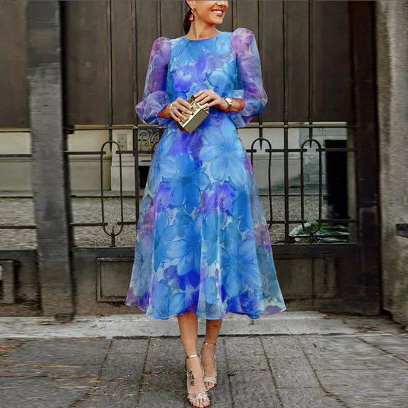 Kostantina | Damen Hochzeitsgast Formelles Florales Midikleid