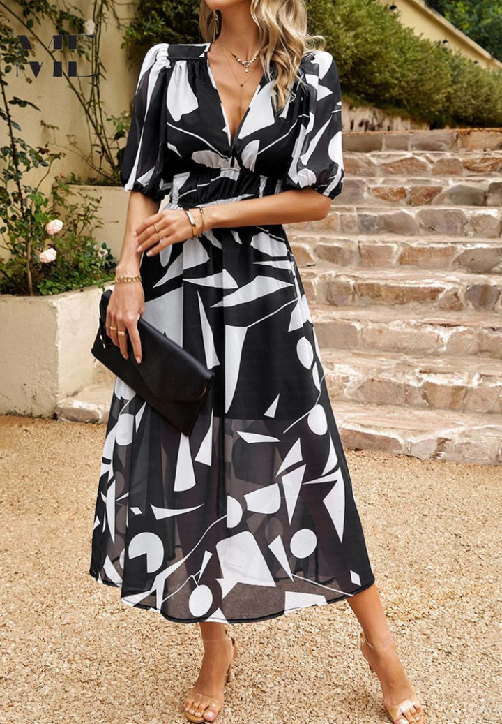 Basilia | Damen Kleid Floraler Print Midi
