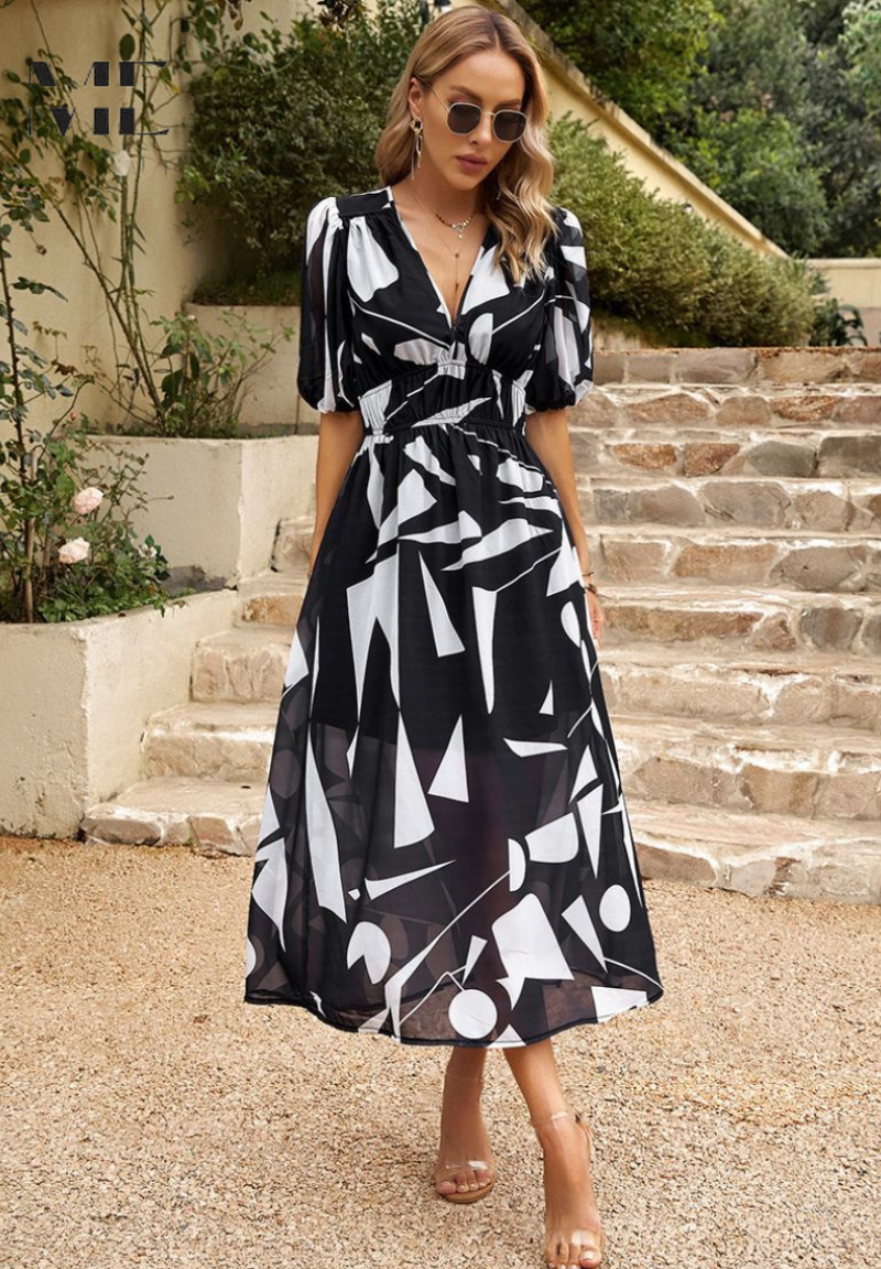 Basilia | Damen Kleid Floraler Print Midi
