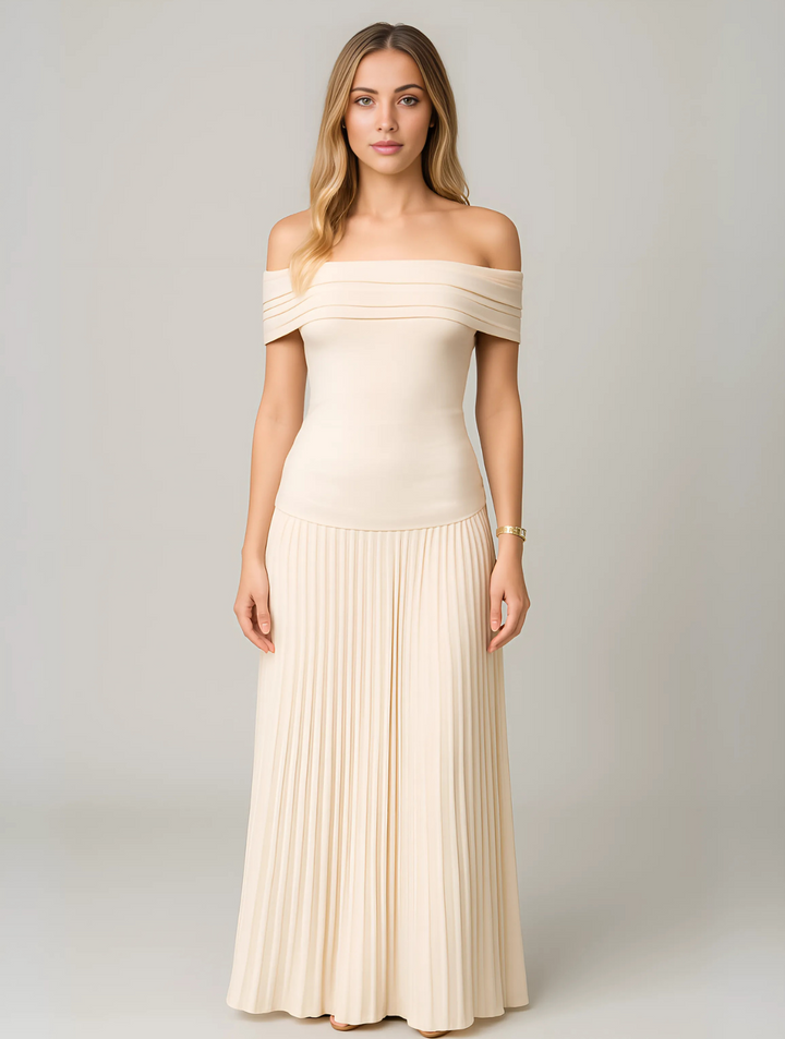 Agnes | Damen Hochzeitsgast Plissiertes Maxikleid