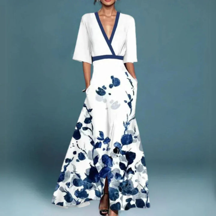 Leandra | Damen Kleid Florales Maxi Wickelstil