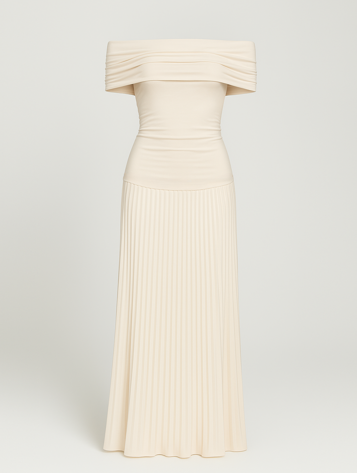 Agnes | Damen Hochzeitsgast Plissiertes Maxikleid