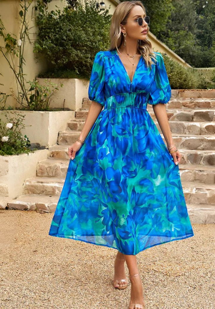 Basilia | Damen Kleid Floraler Print Midi
