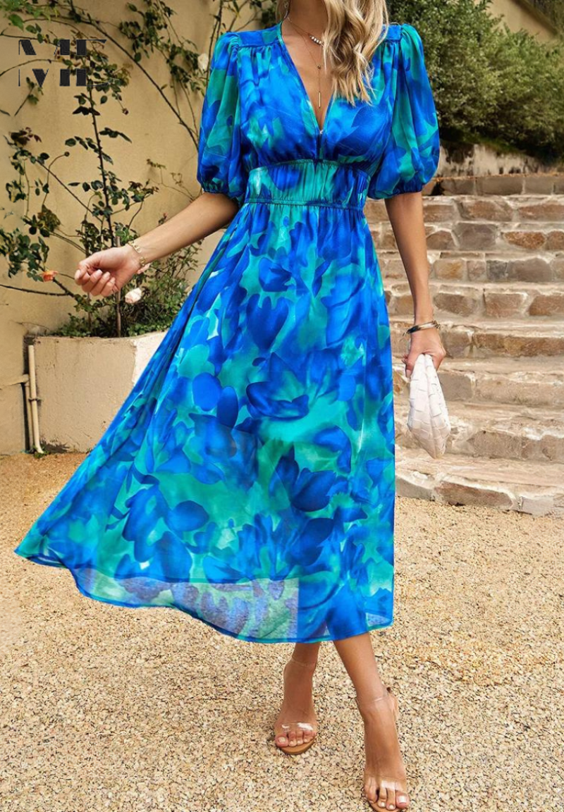 Basilia | Damen Kleid Floraler Print Midi