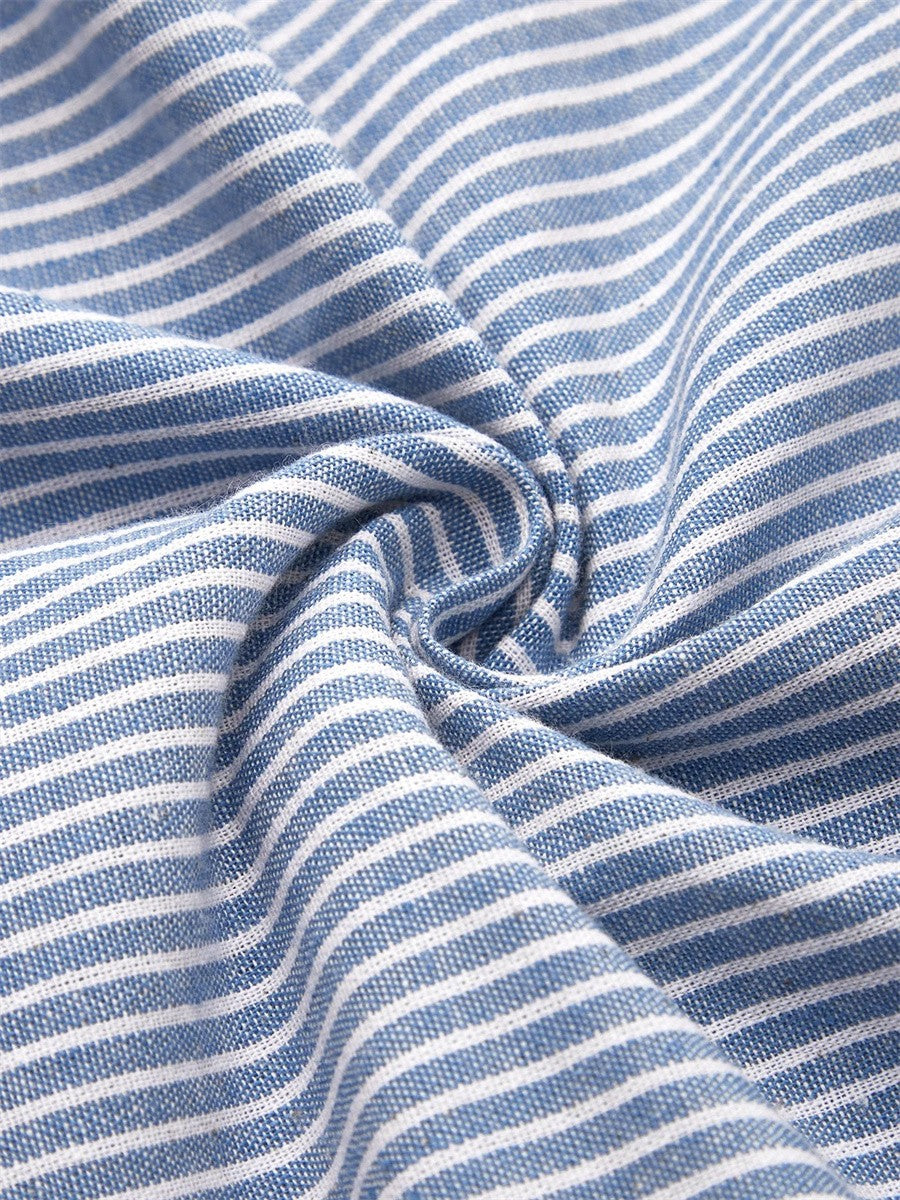 Julian | Damen Kleid Gestreiftes Knopf Midikleid