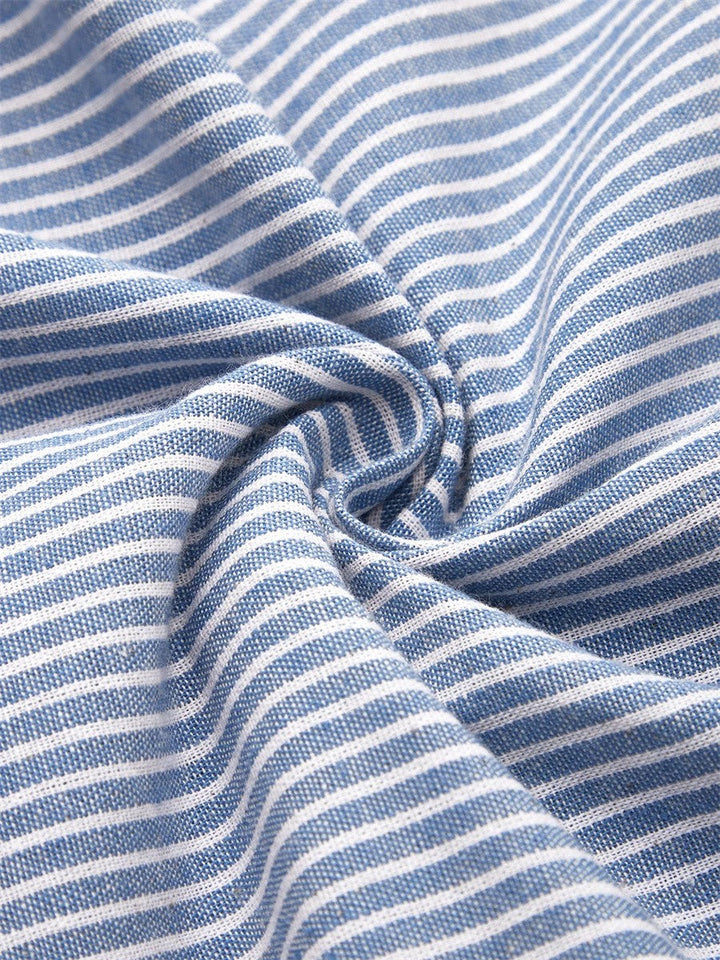 Julian | Damen Kleid Gestreiftes Knopf Midikleid
