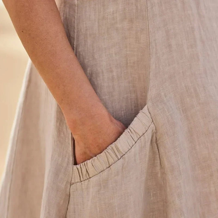Anastasia | Damen Kleid Ärmelloses Taschen Midikleid