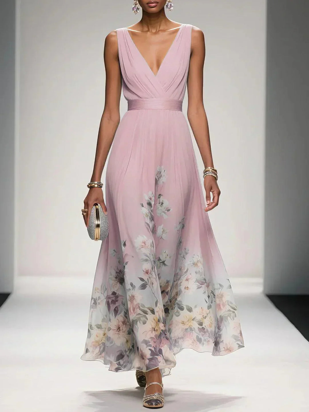 Dimitra | Damen Florales Print Hochzeitsgast Kleid
