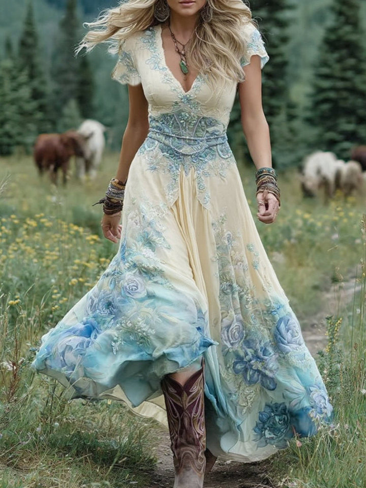 Melissa | Strahlender Fluss Maxi Sommer Kleid