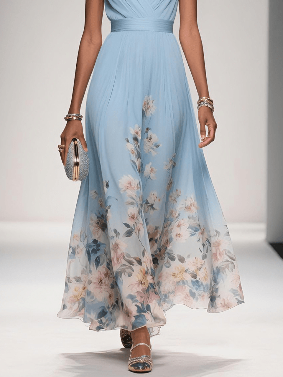 Dimitra | Damen Florales Print Hochzeitsgast Kleid