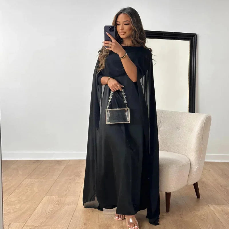 Valeriana | Damen Hochzeitsgast Cape Maxikleid