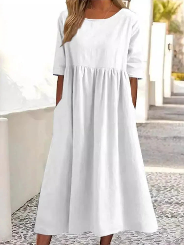 Elena | Mühelose Leichtigkeit Midi Sommer Kleid
