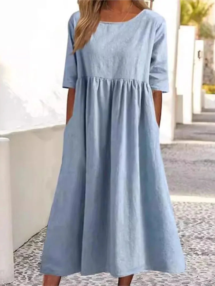Elena | Mühelose Leichtigkeit Midi Sommer Kleid