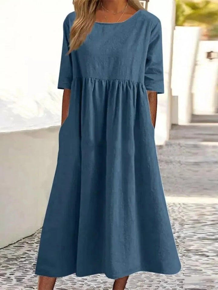 Elena | Mühelose Leichtigkeit Midi Sommer Kleid
