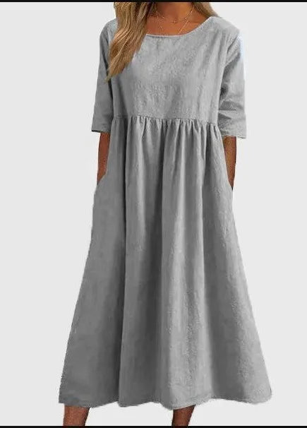 Elena | Mühelose Leichtigkeit Midi Sommer Kleid