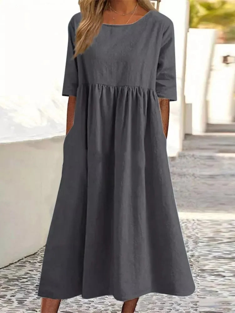 Elena | Mühelose Leichtigkeit Midi Sommer Kleid
