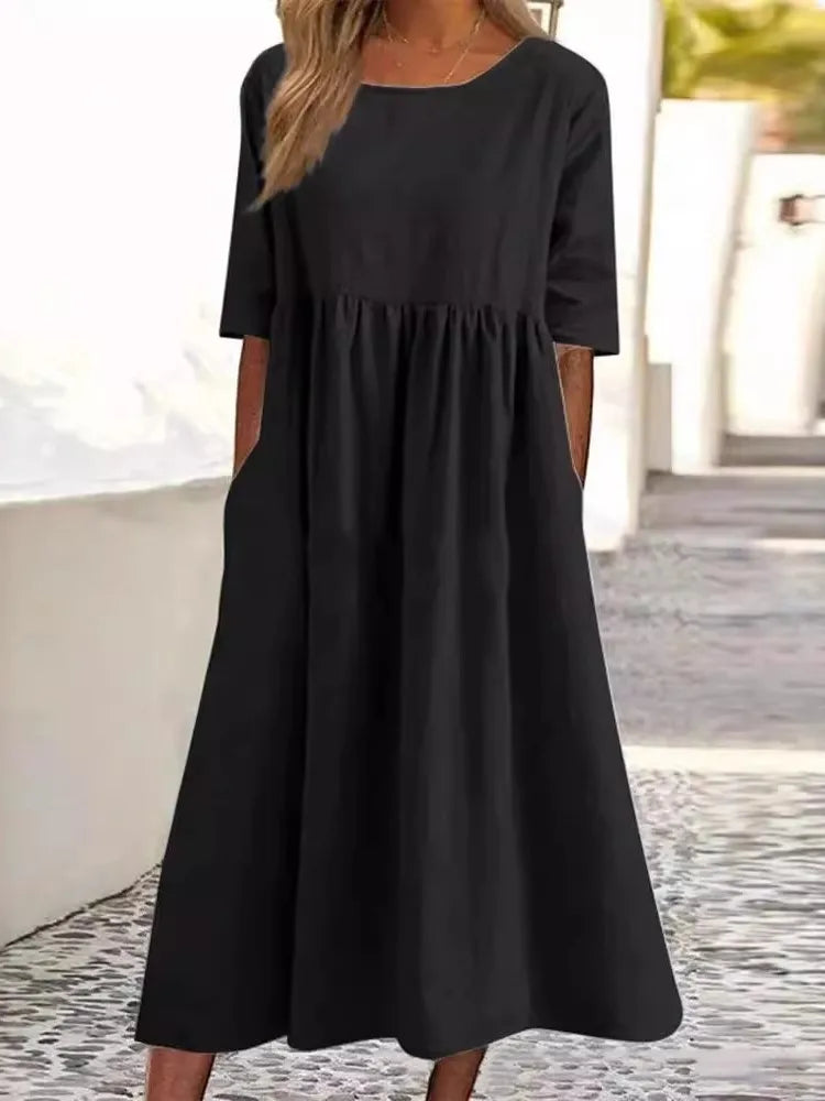 Elena | Mühelose Leichtigkeit Midi Sommer Kleid