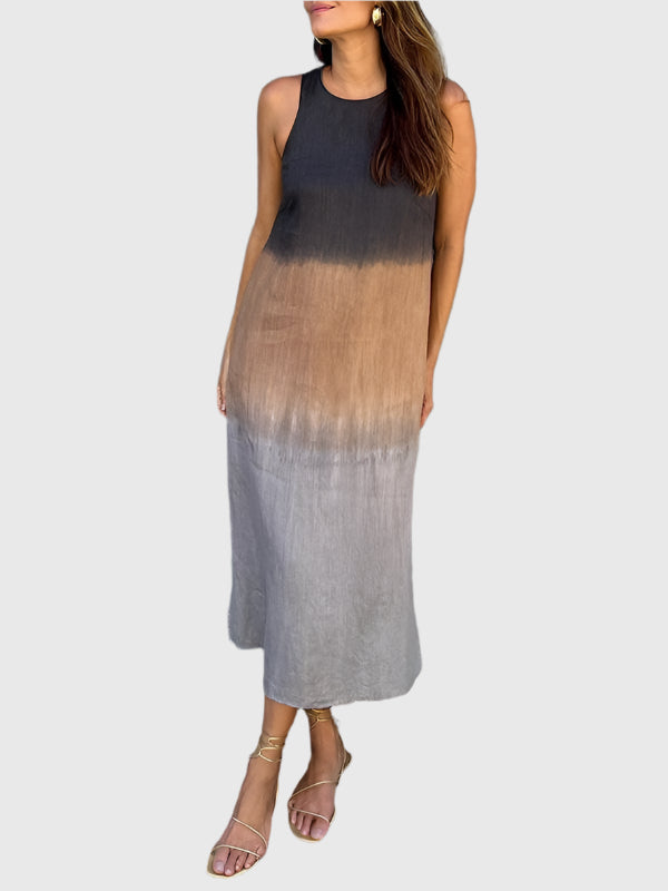 Andrea | Damen Kleid Ärmelloses Ombre Midikleid