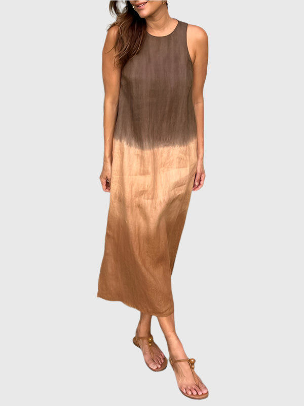 Andrea | Damen Kleid Ärmelloses Ombre Midikleid