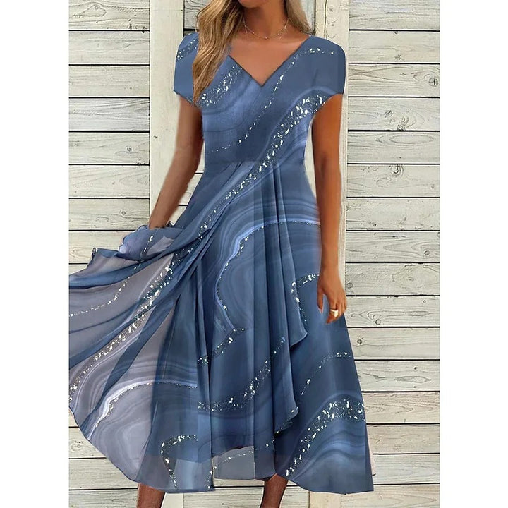 Selena | Damen Kleid Midi Weit Rock